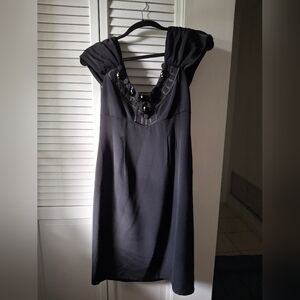 Nanette Lepore Black Mini Dress with Beaded Neckline